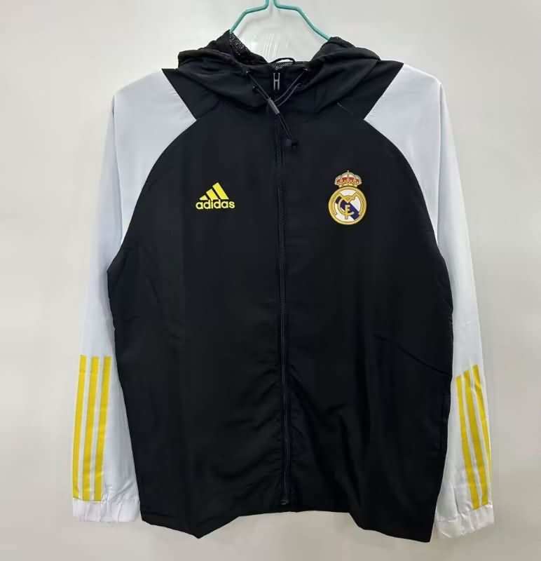 Thailand Quality(AAA) 25/26 Real Madrid Black Soccer Windbreaker