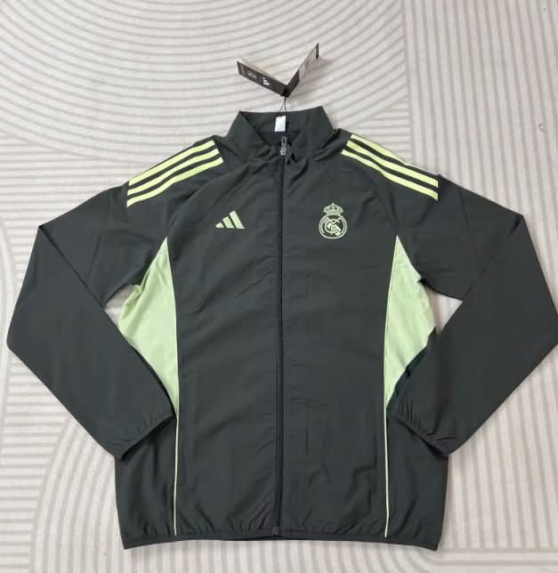 Thailand Quality(AAA) 25/26 Real Madrid Black Soccer Windbreaker 02
