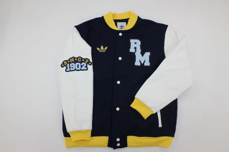 Thailand Quality(AAA) 25/26 Real Madrid Dark Blue Baseball Jacket