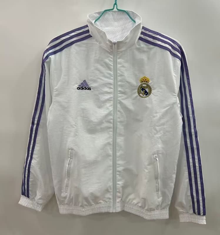 Thailand Quality(AAA) 25/26 Real Madrid White White Reversible Soccer Windbreaker