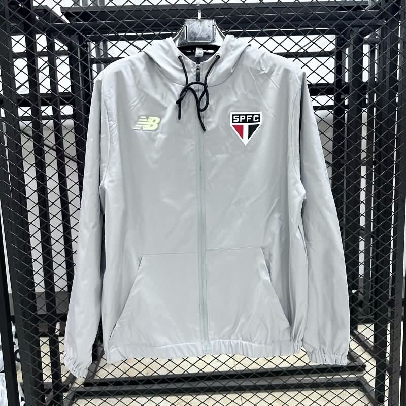 Thailand Quality(AAA) 2025 Sao Paulo Grey Soccer Windbreaker