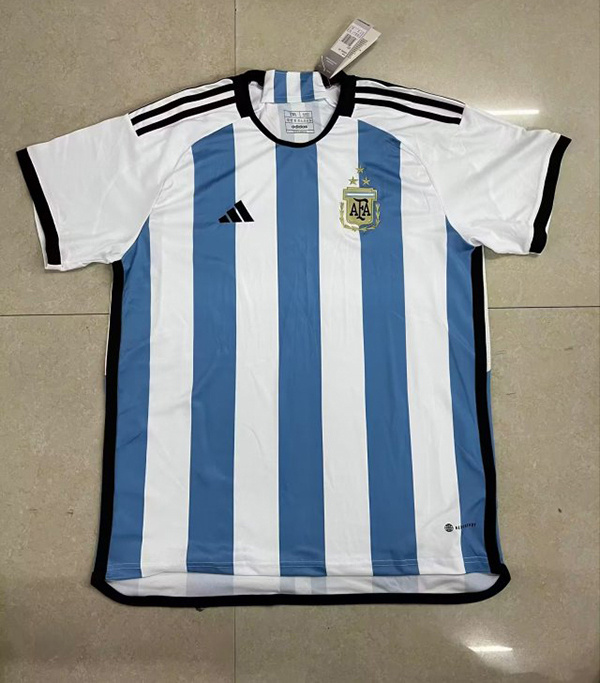 Thailand Quality(AAA) 2022 World Cup Argentina Home 3 Stars Soccer Jersey