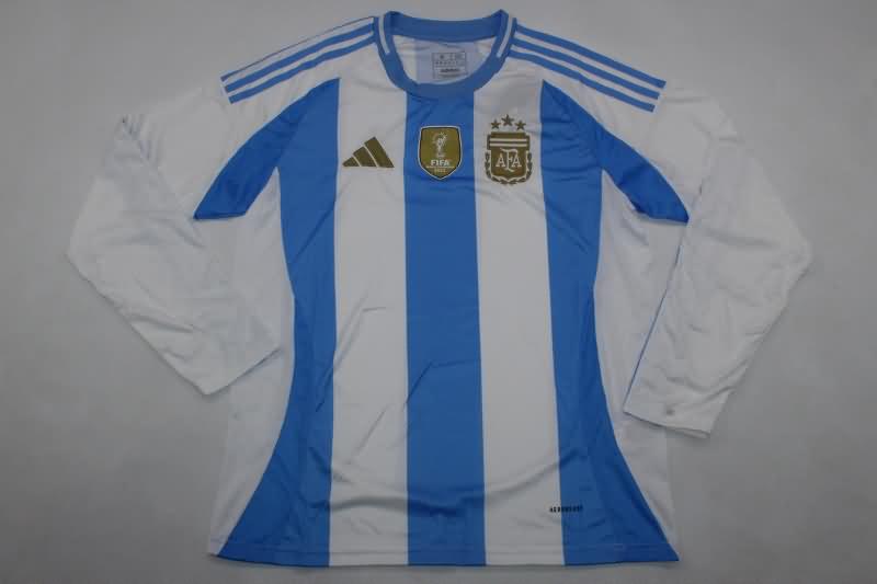 Thailand Quality(AAA) 2024 Argentina Copa America Home Long Sleeve Soccer Jersey