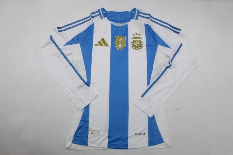 Thailand Quality(AAA) 2024 Argentina Copa America Home Long Sleeve Soccer Jersey (Player)