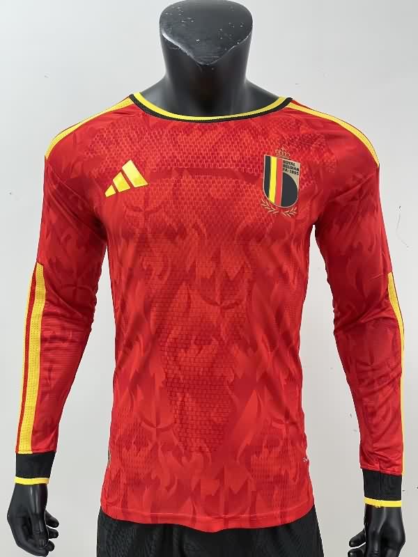 Thailand Quality(AAA) 2025 Belgium Home Long Sleeve Soccer Jersey (Player)