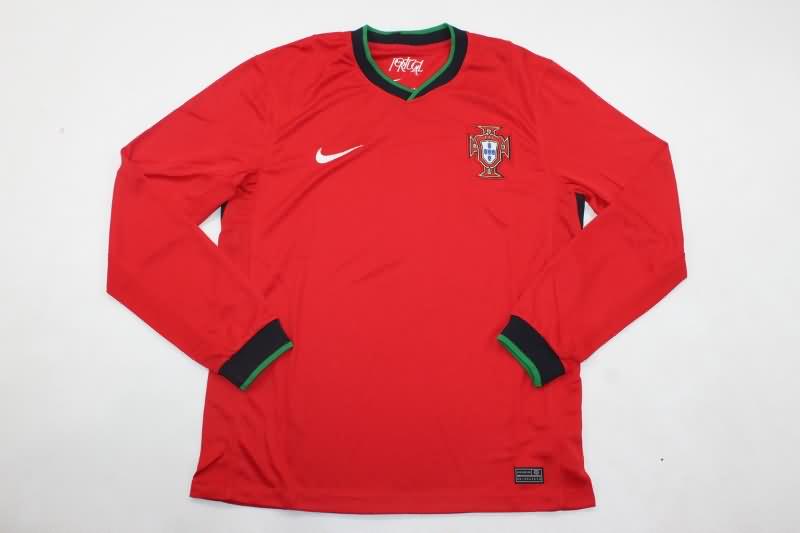 Thailand Quality(AAA) 2024 Portugal Home Long Sleeve Soccer Jersey