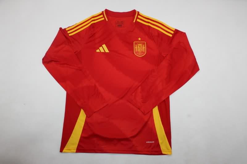 Thailand Quality(AAA) 2024 Spain Home Long Sleeve Soccer Jersey