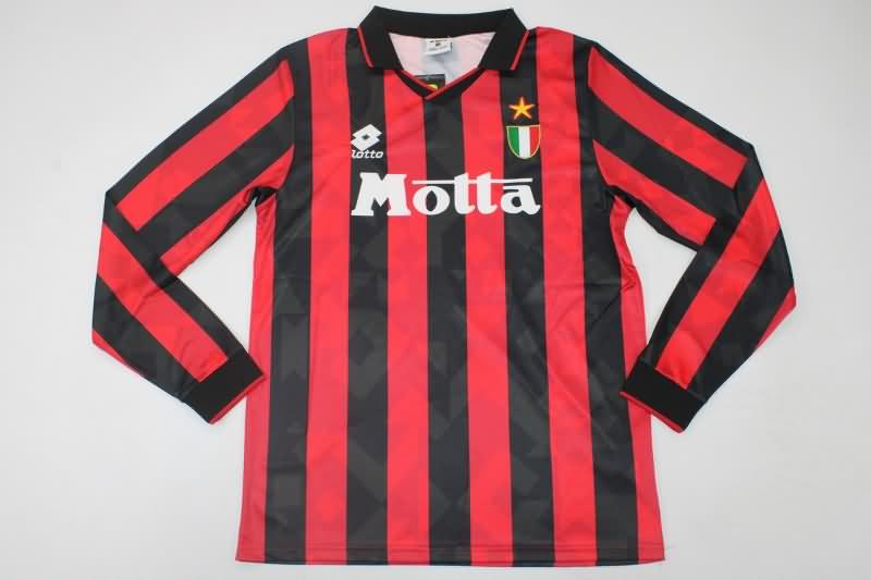 Thailand Quality(AAA) 1993/94 AC Milan Home Long Sleeve Retro Soccer Jersey