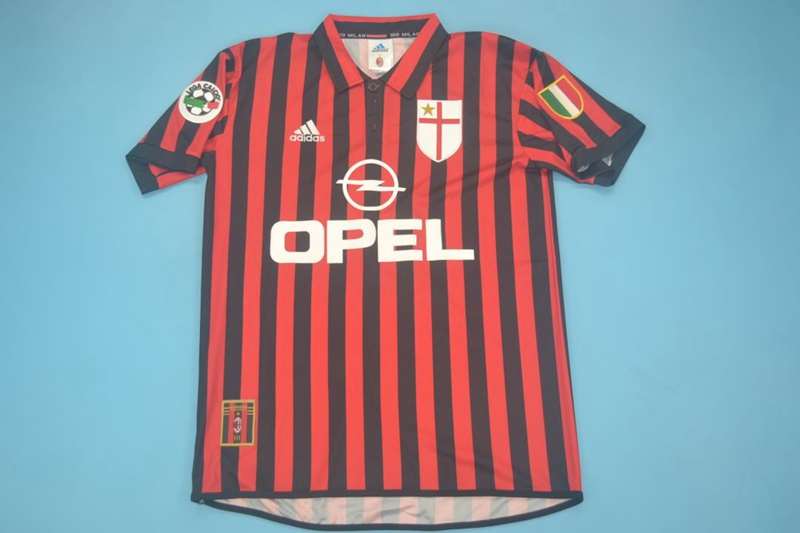 Thailand Quality(AAA) 1999/00 AC Milan Home Retro Soccer Jersey