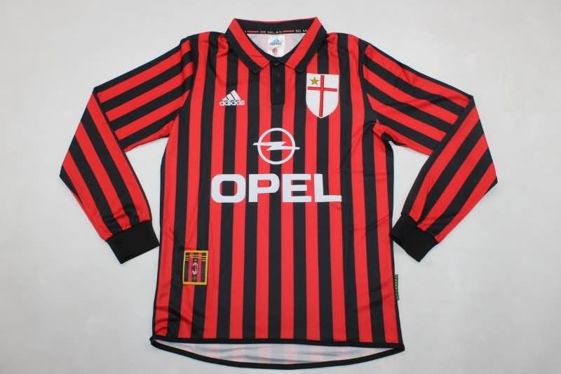 Thailand Quality(AAA) 1999/00 AC Milan Home Long Slevee Retro Soccer Jersey