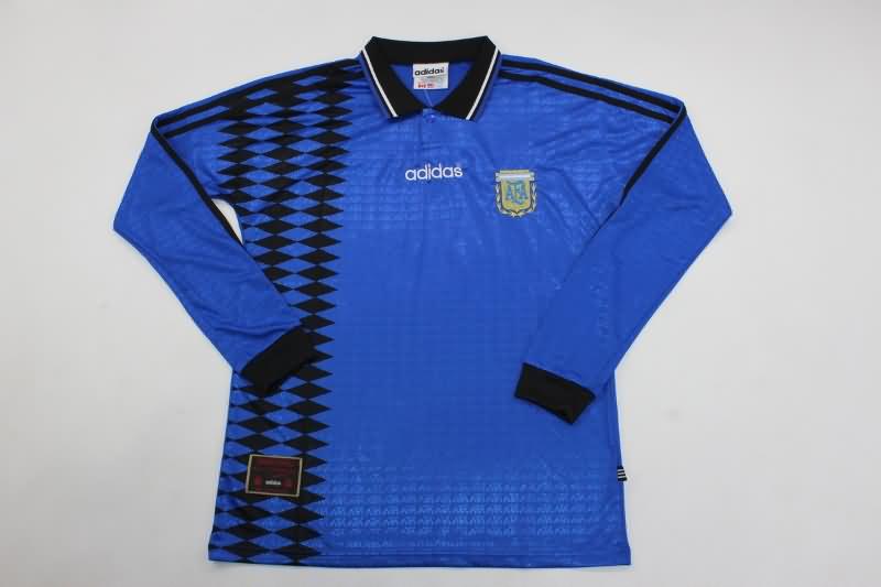 Thailand Quality(AAA) 1994 Argentina Away Retro Long Sleeve Soccer Jersey