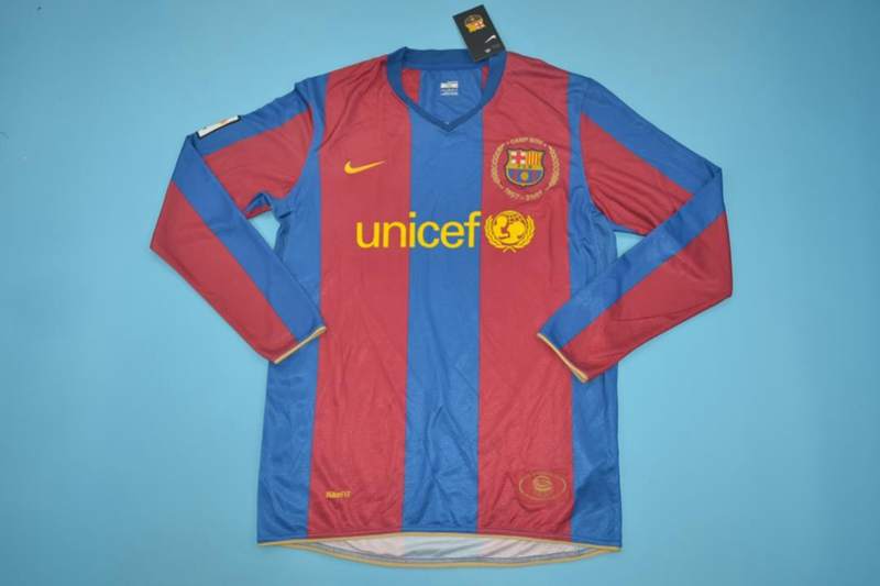 Thailand Quality(AAA) 2007/08 Barcelona Home Retro Soccer Jersey(L/S)