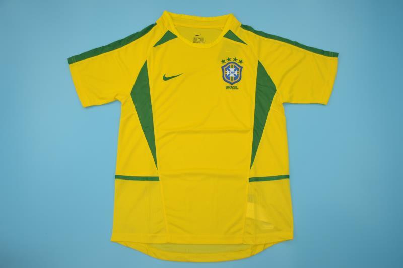 Thailand Quality(AAA) 2002 Brazil Home Retro Soccer Jersey