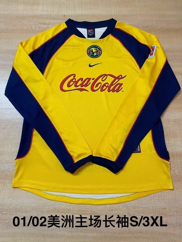 Thailand Quality(AAA) 2001/02 Club America Home Long Sleeve Retro Soccer Jersey
