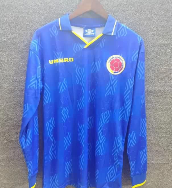 Thailand Quality(AAA) 1994 Colombia Away Long Sleeve Retro Soccer Jersey