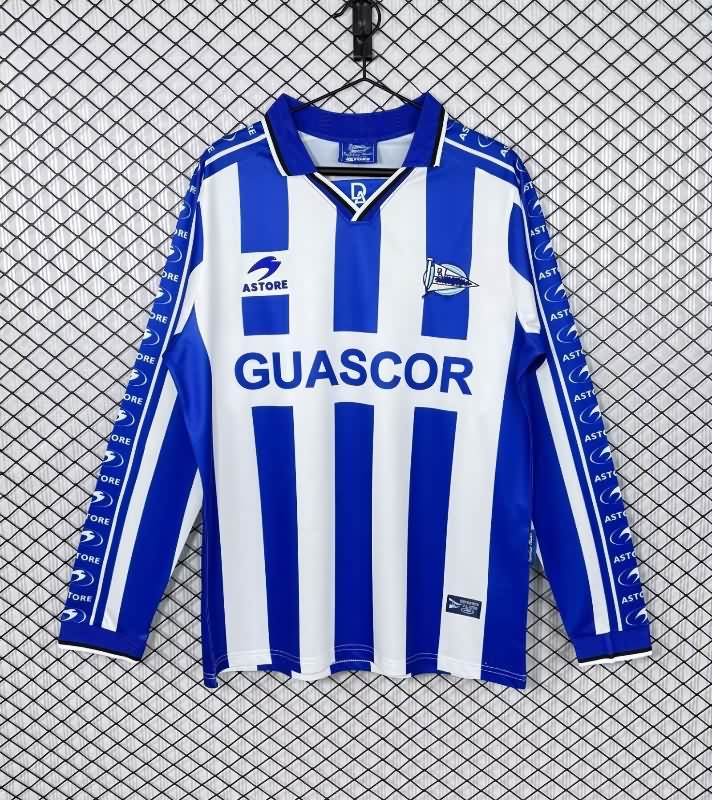 Thailand Quality(AAA) 1998/99 Deportivo Alaves Home Retro Long Sleeve Soccer Jersey
