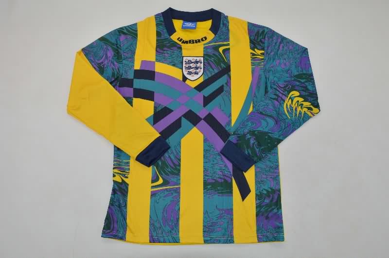 Thailand Quality(AAA) 1995 England Goalkeeper Long Sleeve Retro Soccer Jersey