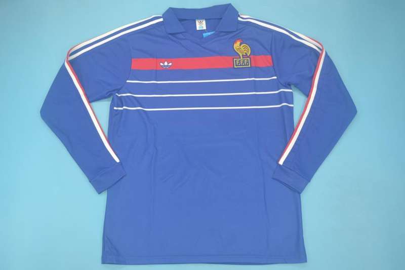 Thailand Quality(AAA) 1984 France Home Retro Soccer Jersey(L/S)