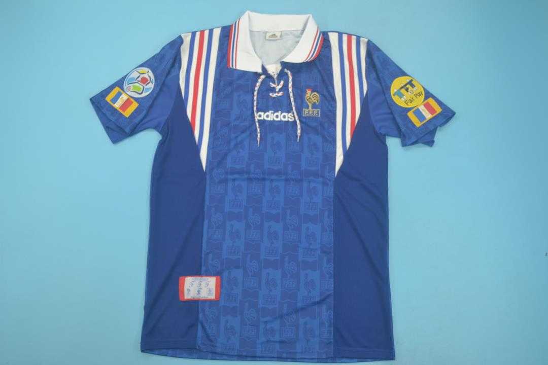 Thailand Quality(AAA) 1996 France Home Retro Soccer Jersey