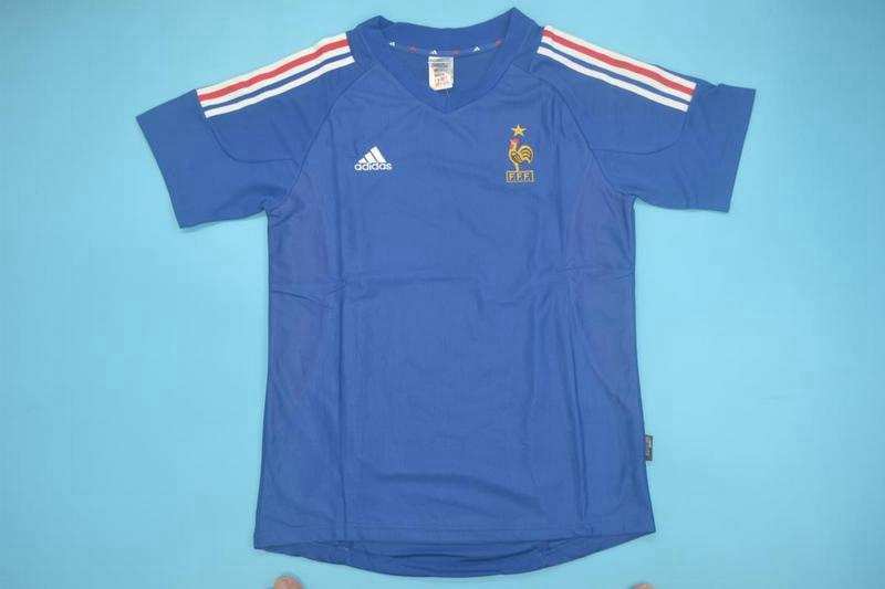 Thailand Quality(AAA) 2002 France Home Retro Soccer Jersey