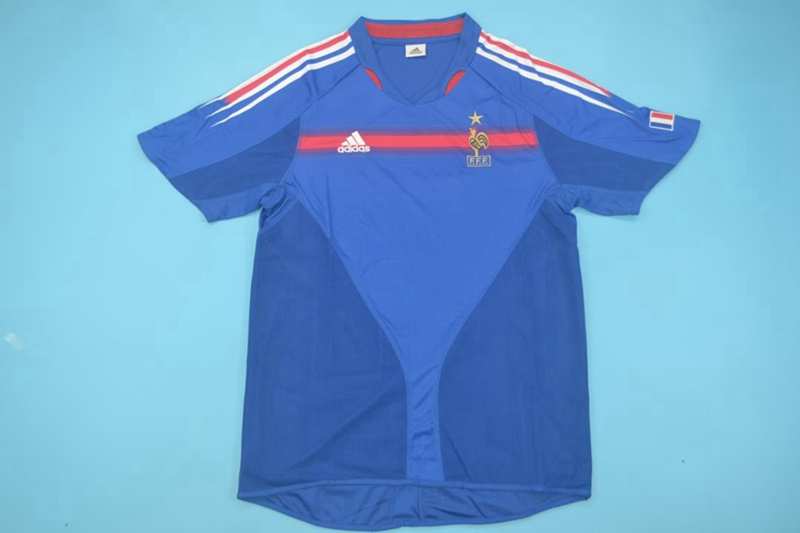 Thailand Quality(AAA) 2004 France Home Retro Soccer Jersey