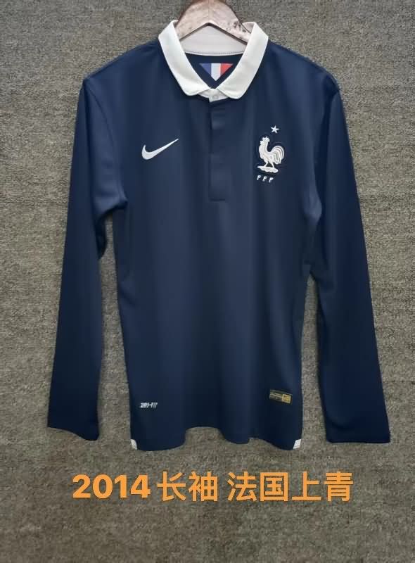 Thailand Quality(AAA) 2014 France Home Retro Long Sleeve Soccer Jersey