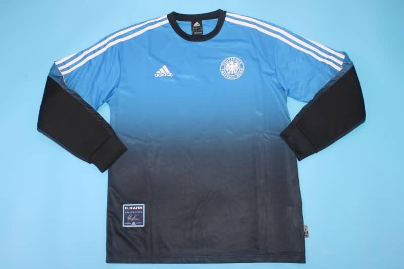 Thailand Quality(AAA) 2002 Germany Goalkeeper Black Blue Long Retro Soccer Jersey