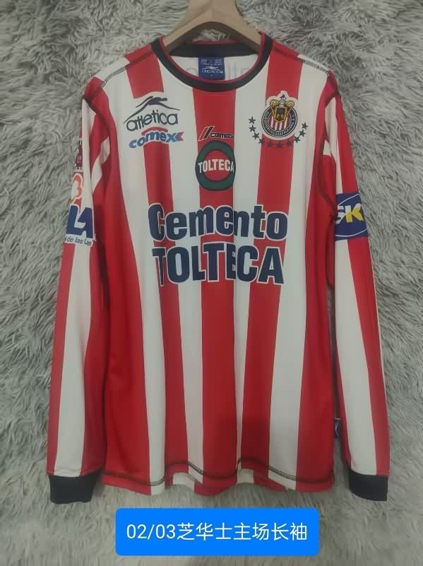 Thailand Quality(AAA) 2002/03 Guadalajara Home Long Sleeve Retro Soccer Jersey