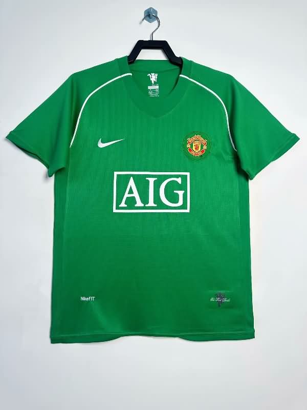 Thailand Quality(AAA) 2007/08 Manchester United Goalkeeper Green Retro Soccer Jersey