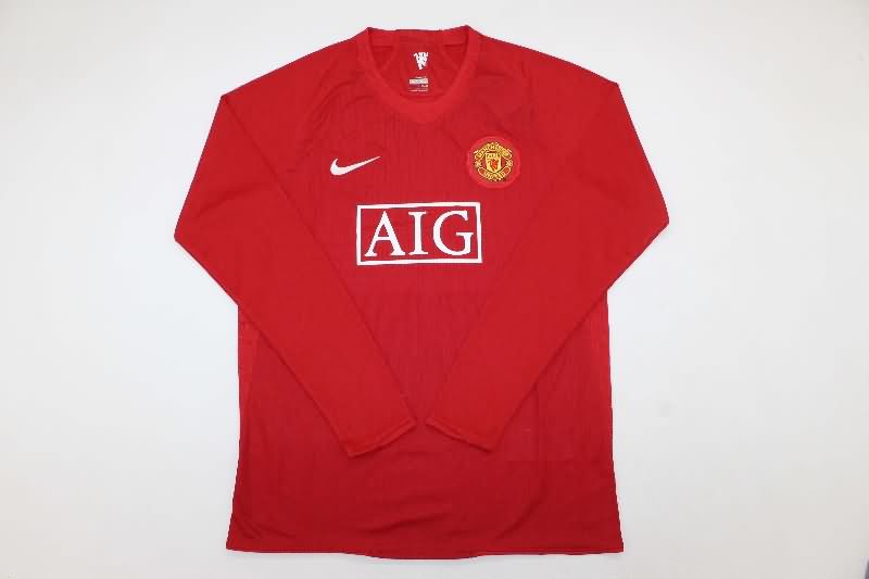 Thailand Quality(AAA) 2007/09 Manchester United Home Long Retro Soccer Jersey (Player)