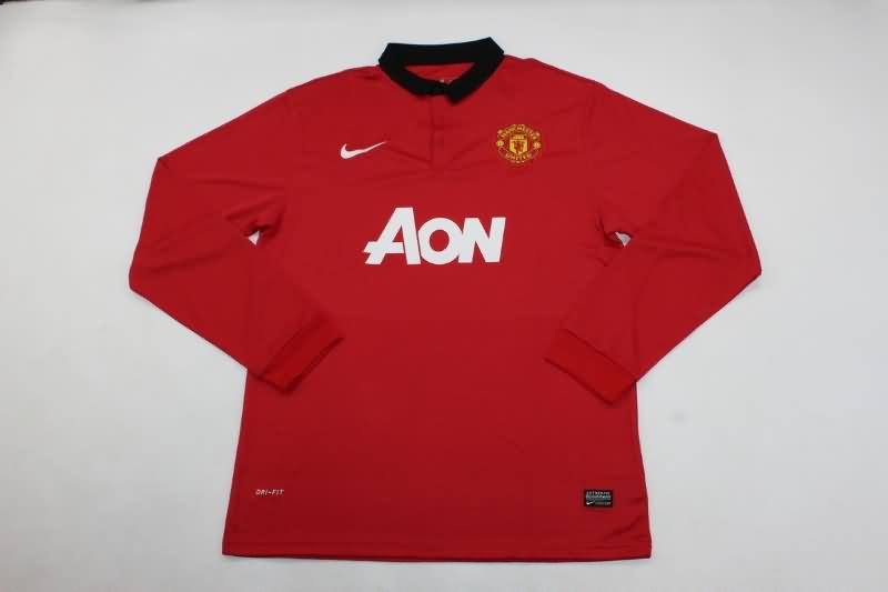 Thailand Quality(AAA) 2013/14 Manchester United Home Long Sleeve Retro Soccer Jersey