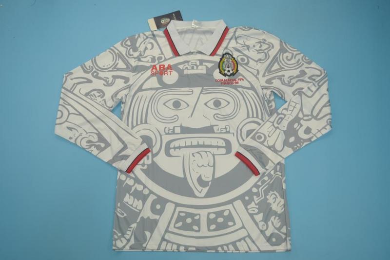 Thailand Quality(AAA) 1998 Mexico Away Retro soccer Jersey(L/S)