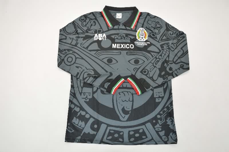 Thailand Quality(AAA) 1998 Mexico Black Retro Long Sleeve Soccer Jersey
