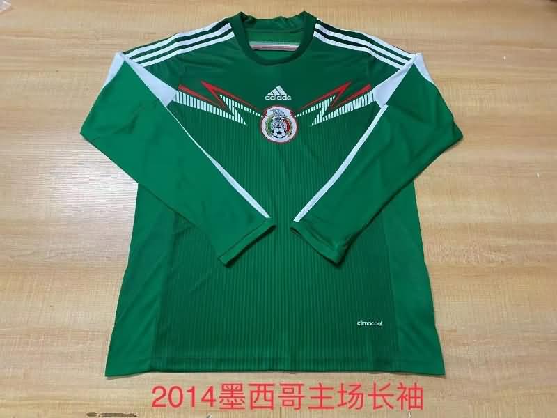 Thailand Quality(AAA) 2014 Mexico Home Long Sleeve Retro Soccer Jersey