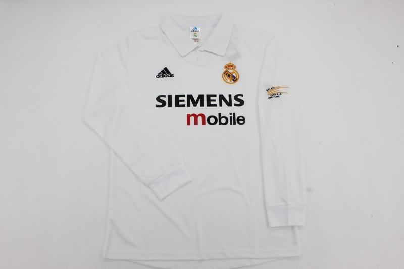 Thailand Quality(AAA) 2002/03 Real Madrid Home Long Sleeve Retro Soccer Jersey