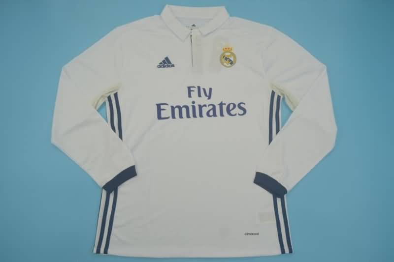 Thailand Quality(AAA) 2016/17 Real Madrid Home Long Sleeve Retro Soccer Jersey