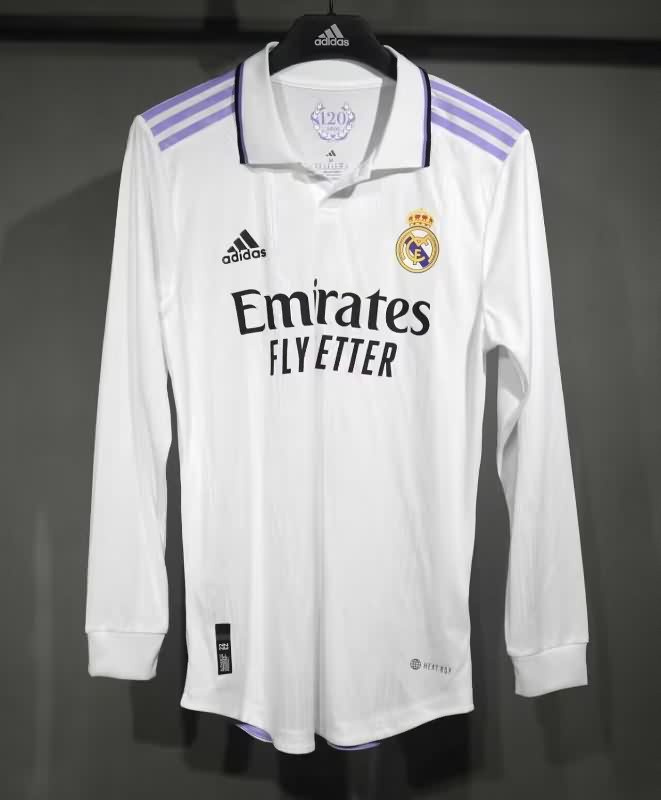 Thailand Quality(AAA) 2022/23 Real Madrid Home Long Sleeve Soccer Jersey (Player)