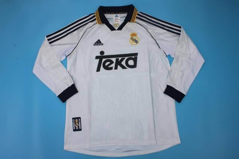 Thailand Quality(AAA) 1998/00 Real Madrid Home Retro Long Slevee Soccer Jersey