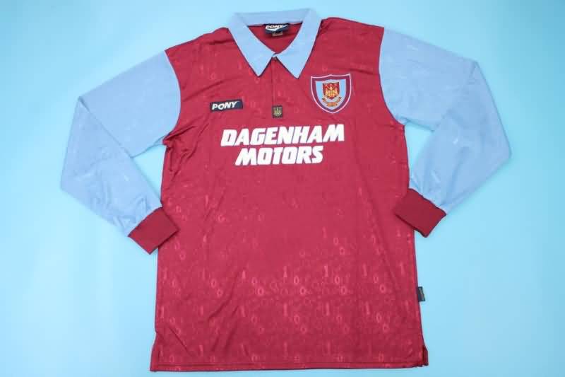 Thailand Quality(AAA) 1995/97 West Ham Home Long Sleeve Retro Soccer Jersey