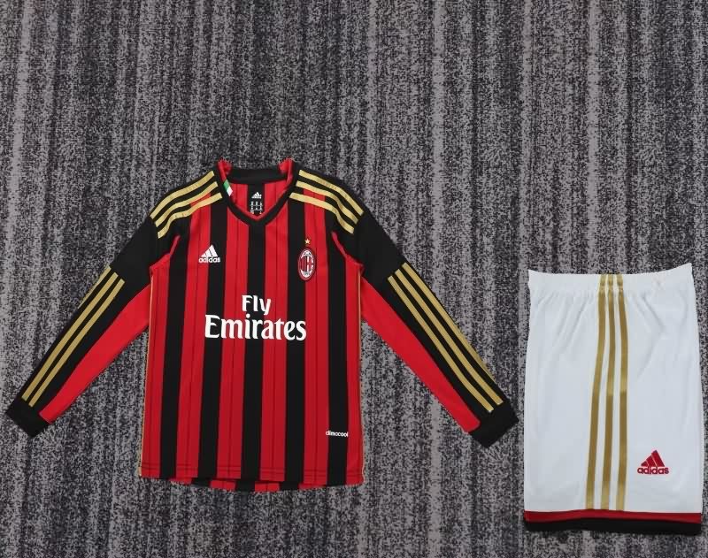 2013/14 AC Milan Home Long Sleeve Kids Soccer Jersey And Shorts