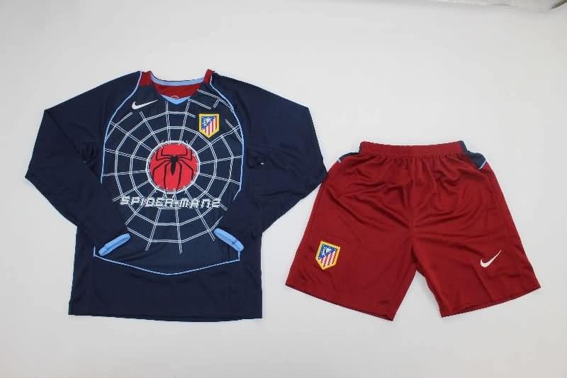2004/05 Atletico Madrid Away Long Sleeve Kids Soccer Jersey And Shorts