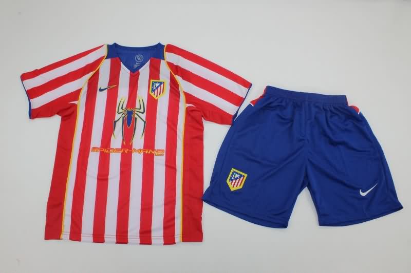2004/05 Atletico Madrid Home Kids Soccer Jersey And Shorts