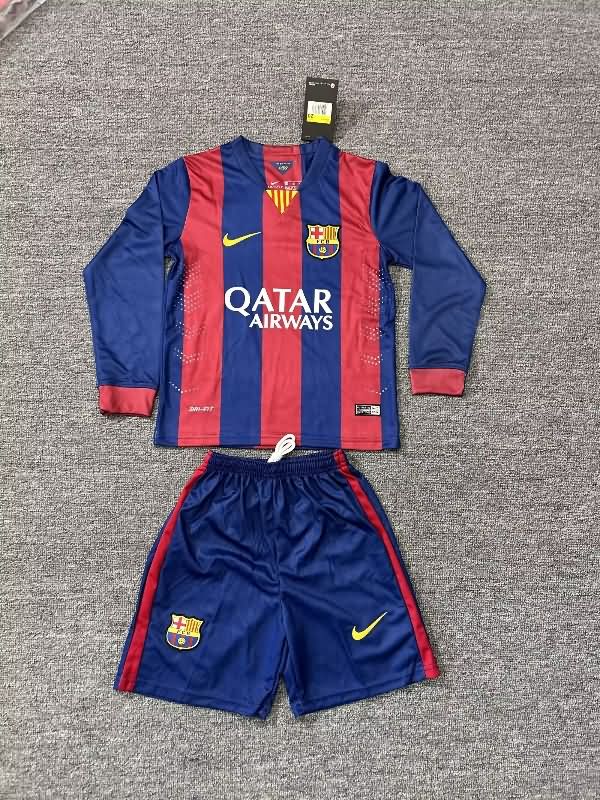2014/15 Barcelona Home Long Sleeve Kids Soccer Jersey And Shorts