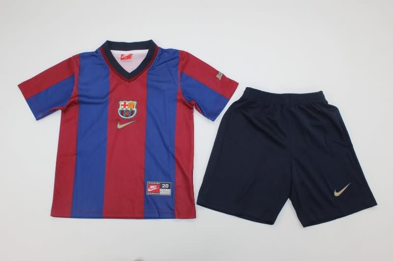 1998/99 Barcelona Home Kids Soccer Jersey And Shorts