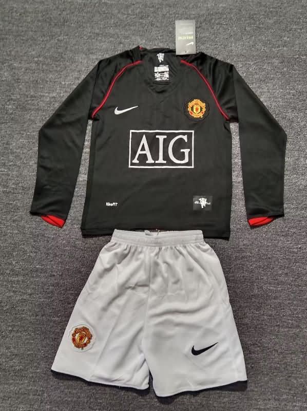 2007/08 Manchester United Away Long Sleeve Kids Soccer Jersey And Shorts