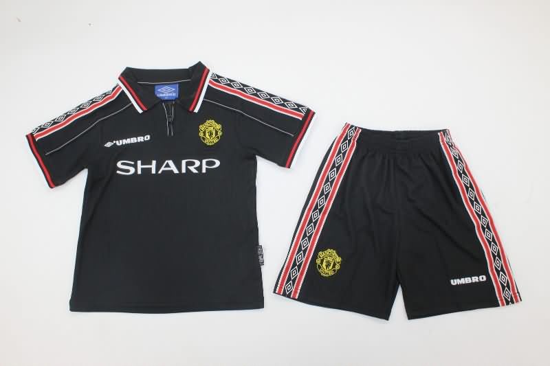 1998/99 Manchester United Black Kids Soccer Jersey And Shorts