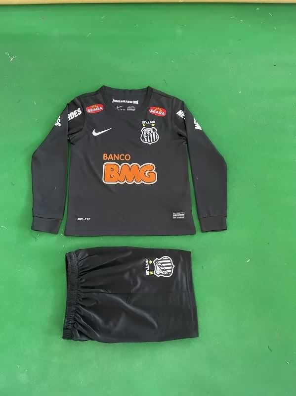 2012/13 Santos Black Long Sleeve Kids Soccer Jersey And Shorts