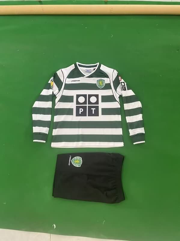 2001/03 Sporting Lisbon Home Long Sleeve Kids Soccer Jersey And Shorts