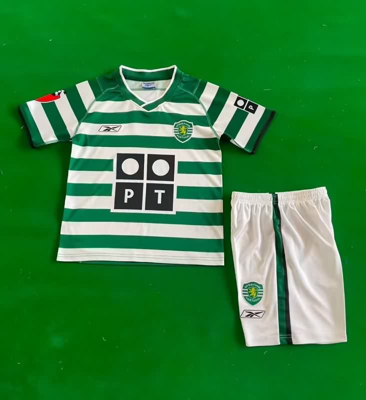 2003/04 Sporting Lisbon Home Kids Soccer Jersey And Shorts